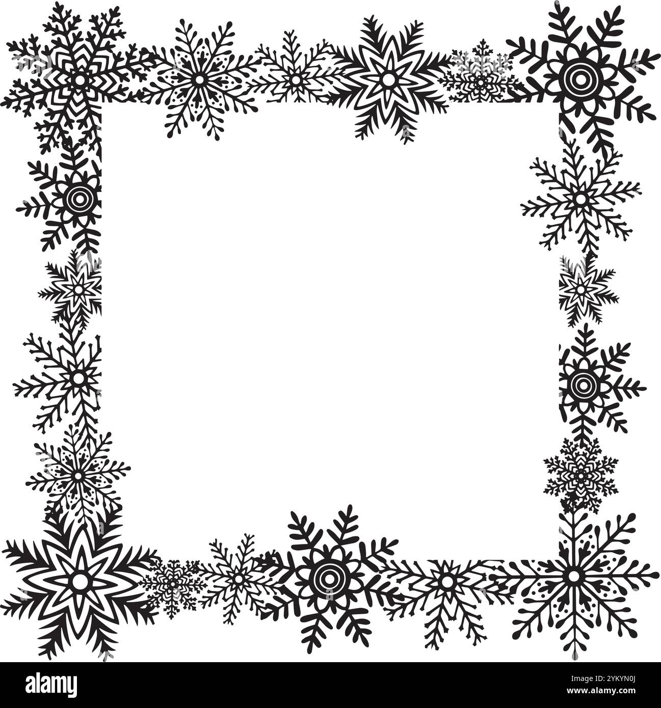 Snowflakes square frame. Template postcard with copy space. Vector ...