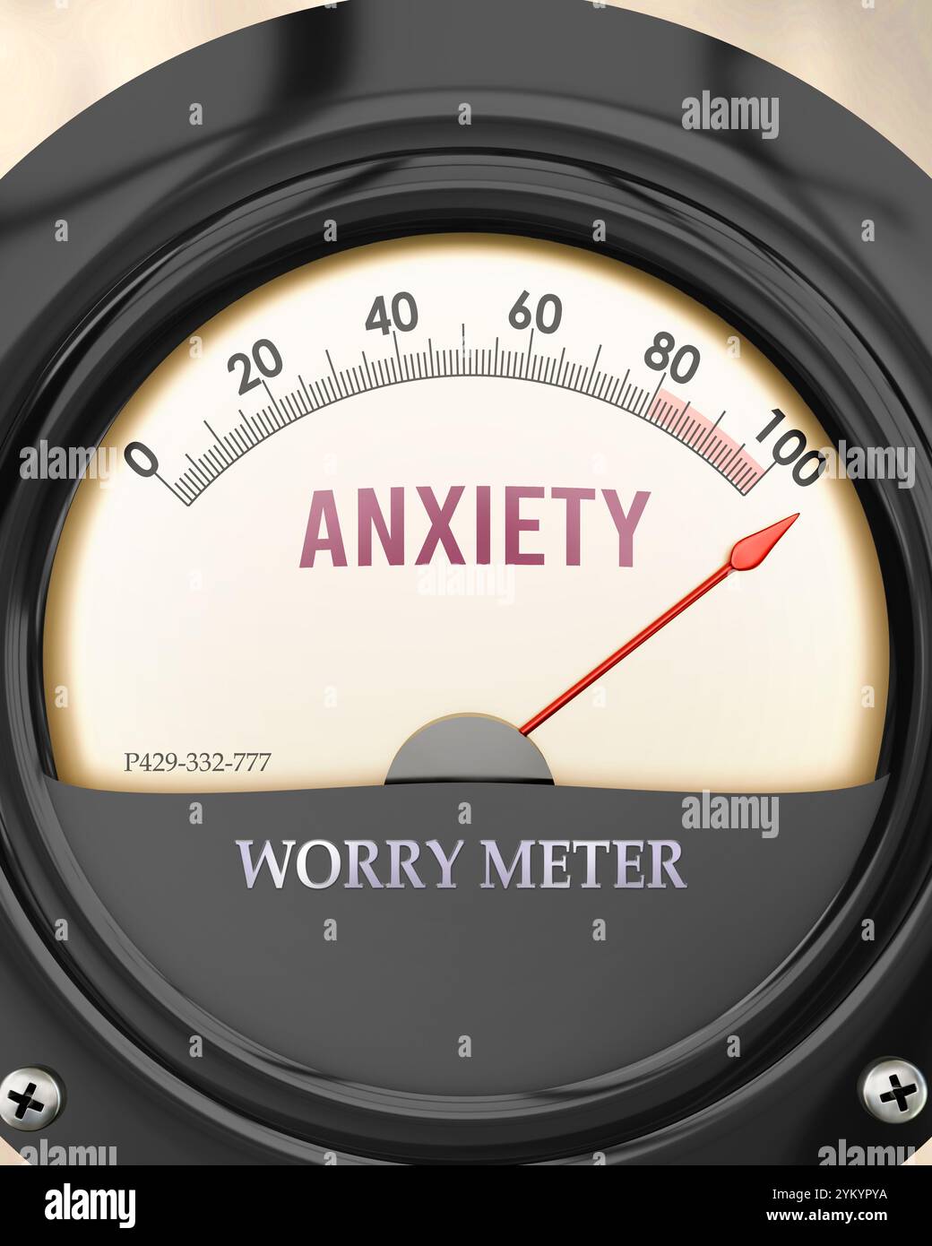 Worry Meeter Anxiety and Worry Meter that is hitting a full scale, showing a very ...