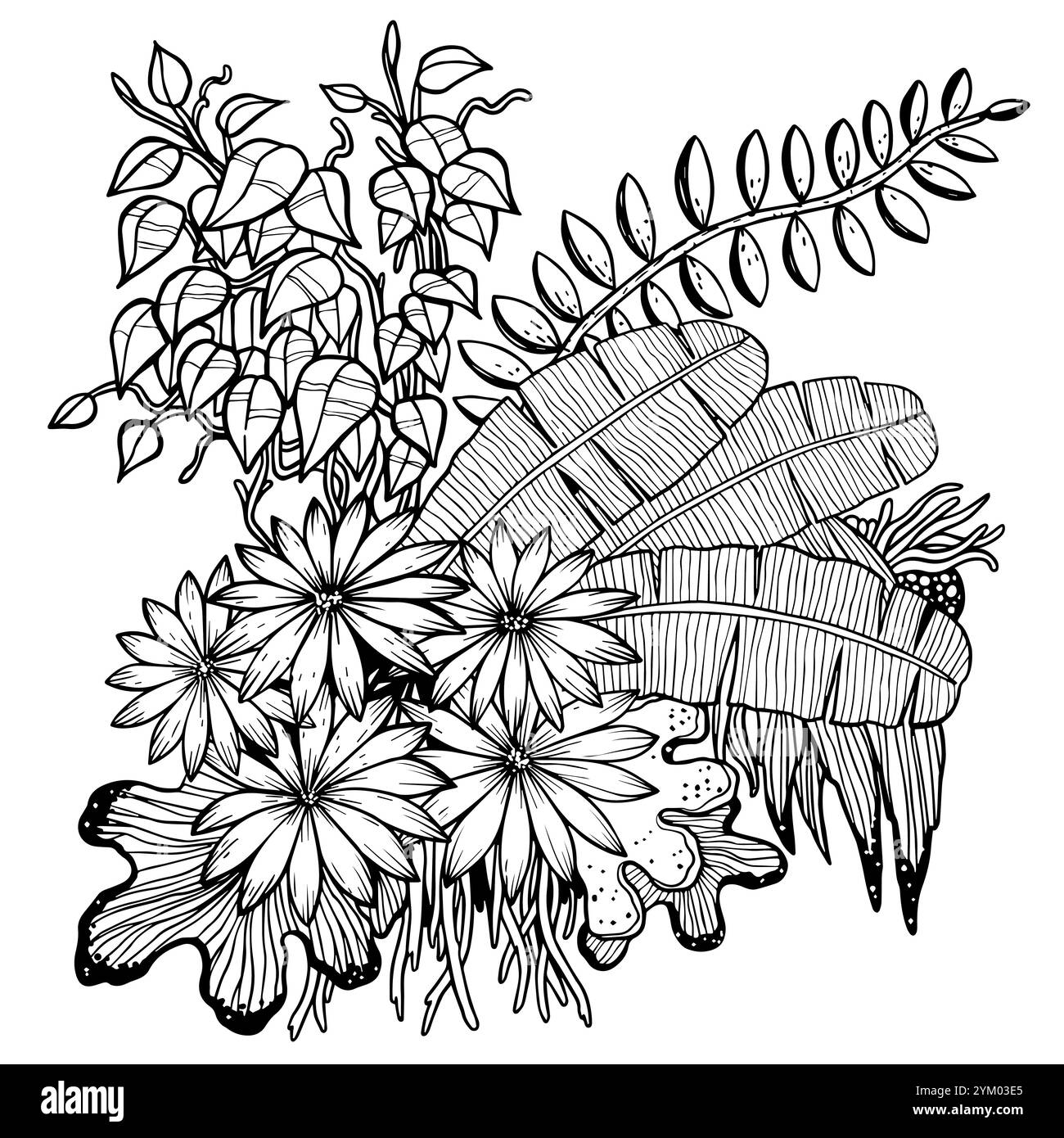 Hand drawn Leaves, Vector illustration in sketch doodle style Stock ...