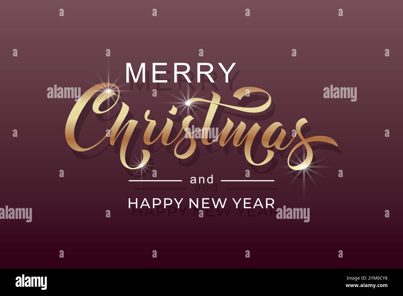 Merry Christmas and Happy New Year hand lettering calligraphy. Vector ...
