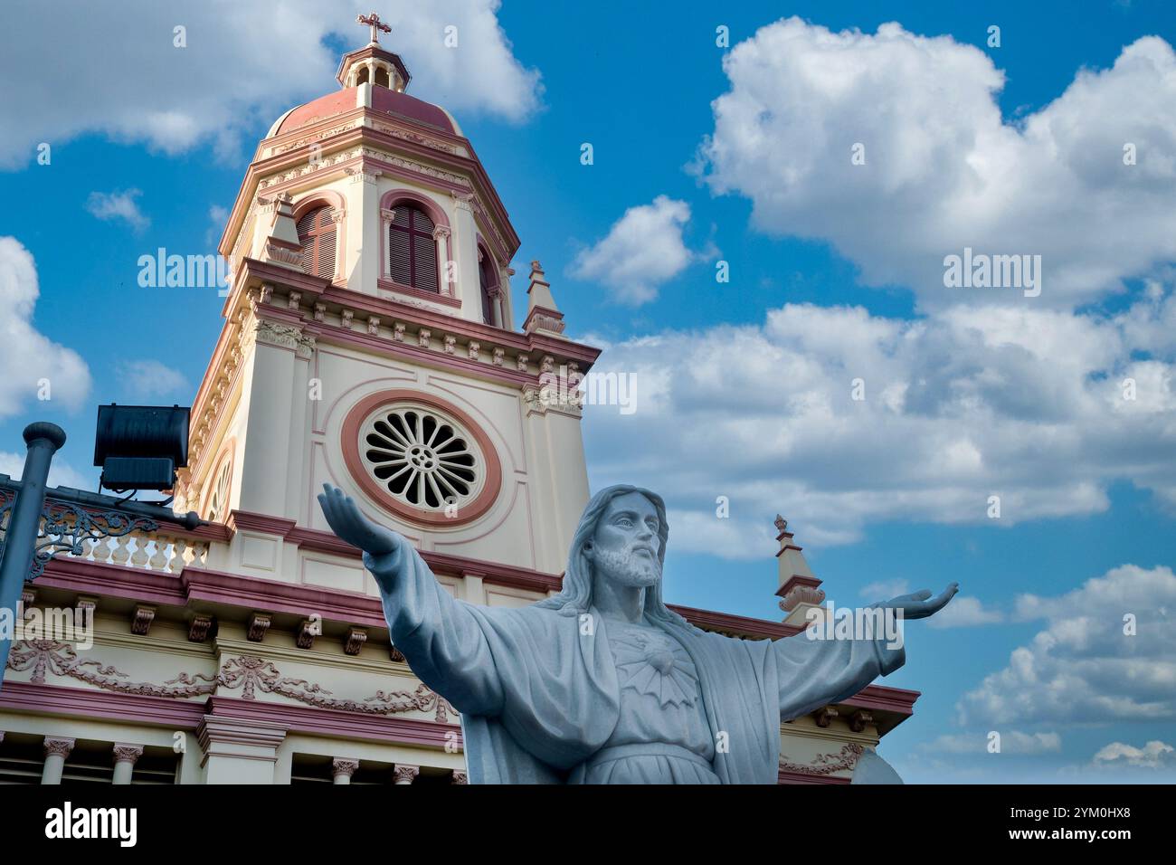 The 18th century Portuguese-built Santa Cruz Church in Thonburi, Bangkok, Thailand, located by the Chao Phraya River in a former Christian enclave Stock Photo