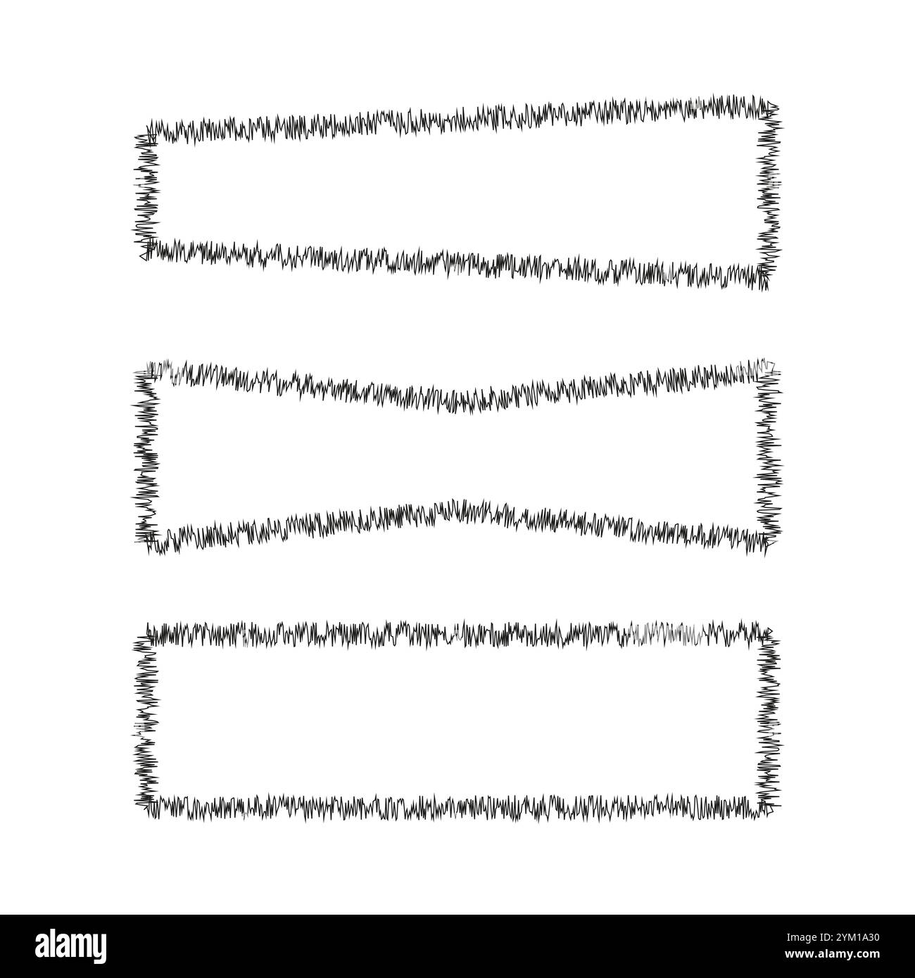 Scratchy rectangle frames. Hand drawn borders. Rough linear design ...