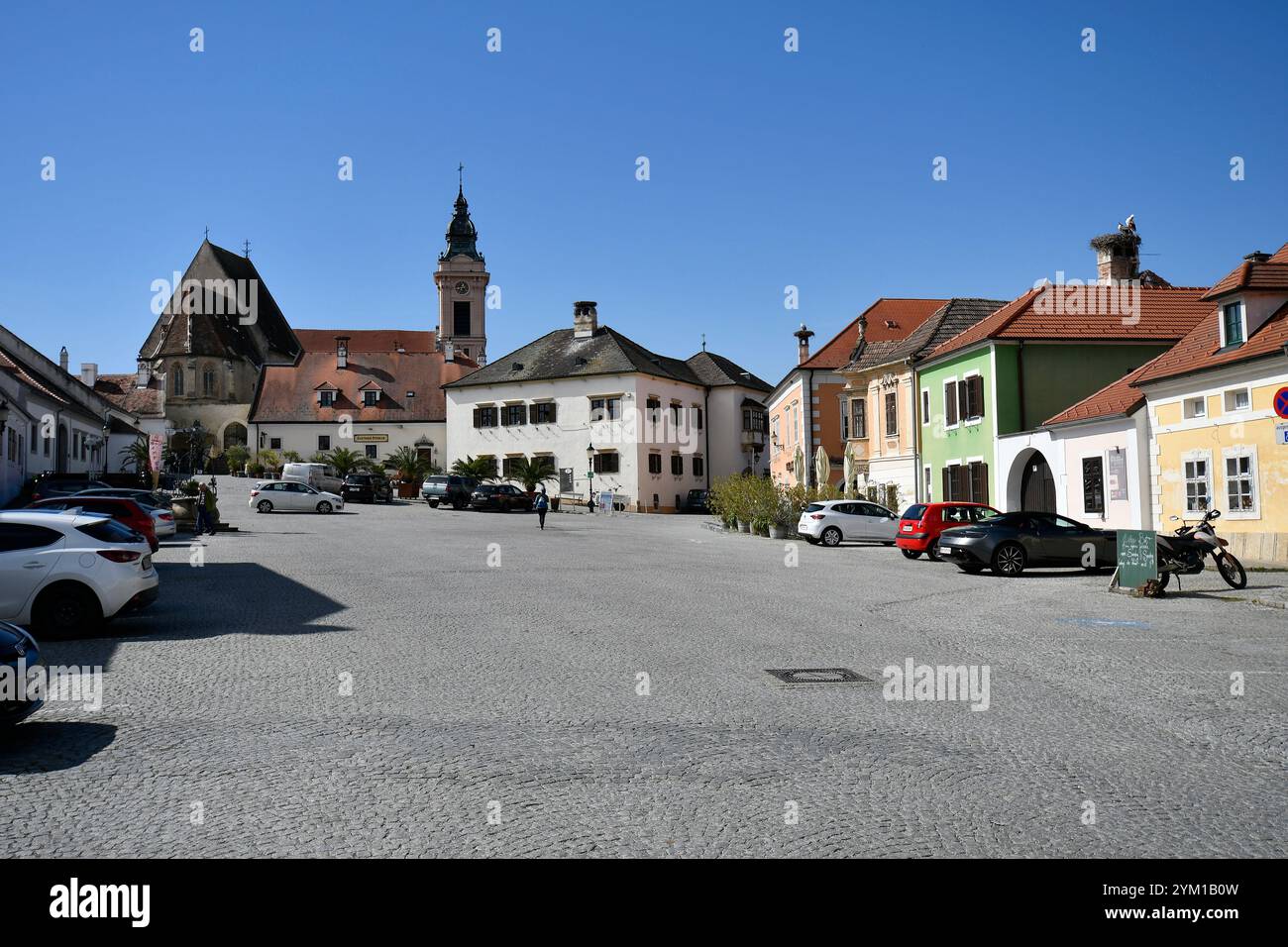 Rust, Austria - March 23, 2024: The cobbled townhall square of the so ...