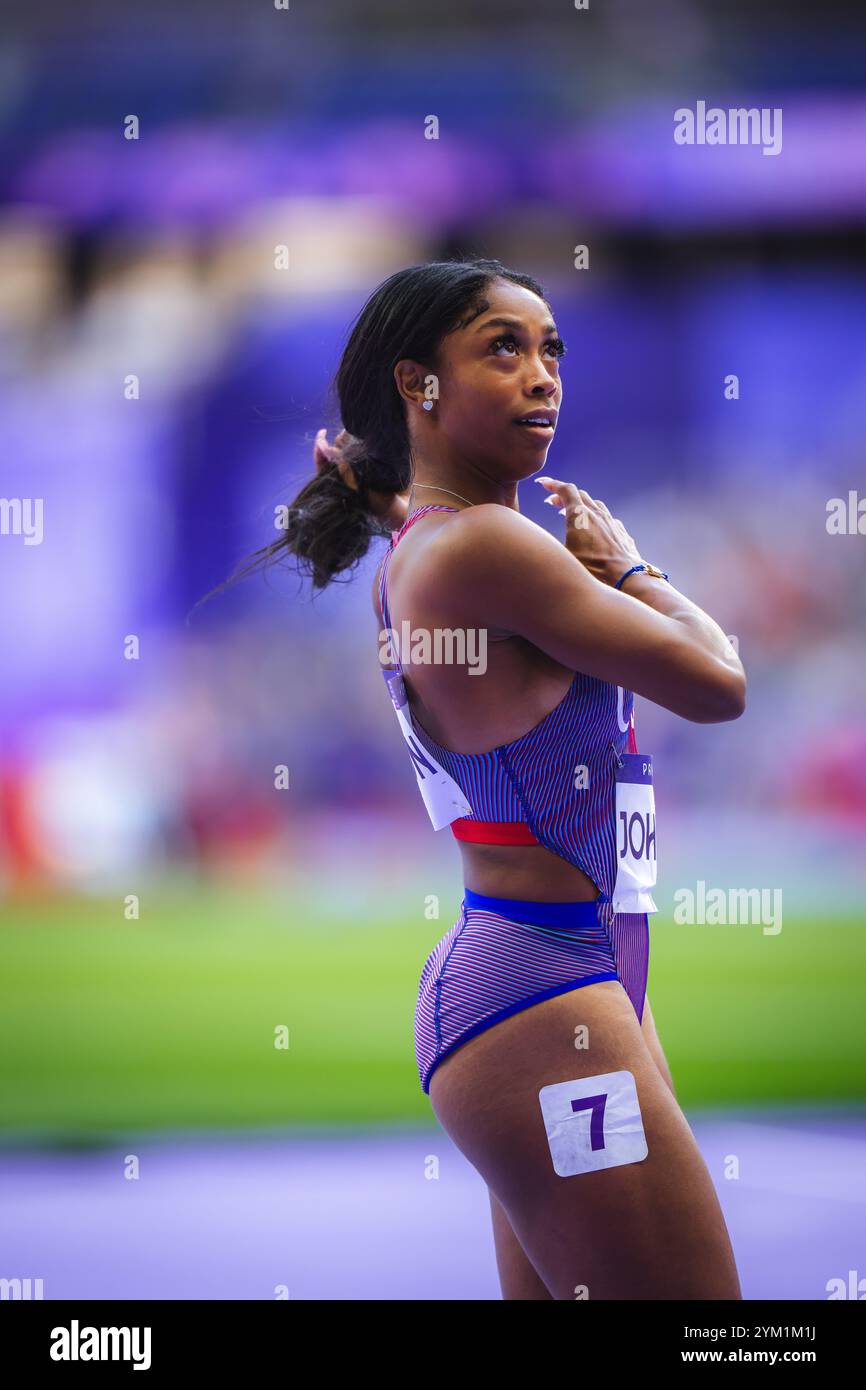 Lay Lay Johnson Alaysha Johnson participating in the 100 meters hurdles at the Paris ...