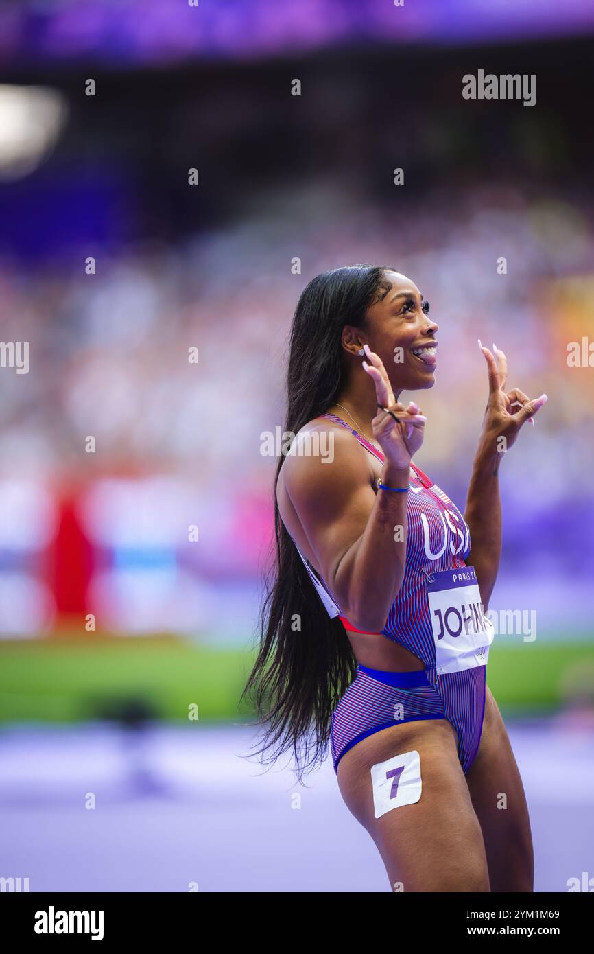 Lay Lay Johnson Alaysha Johnson participating in the 100 meters hurdles at the Paris ...