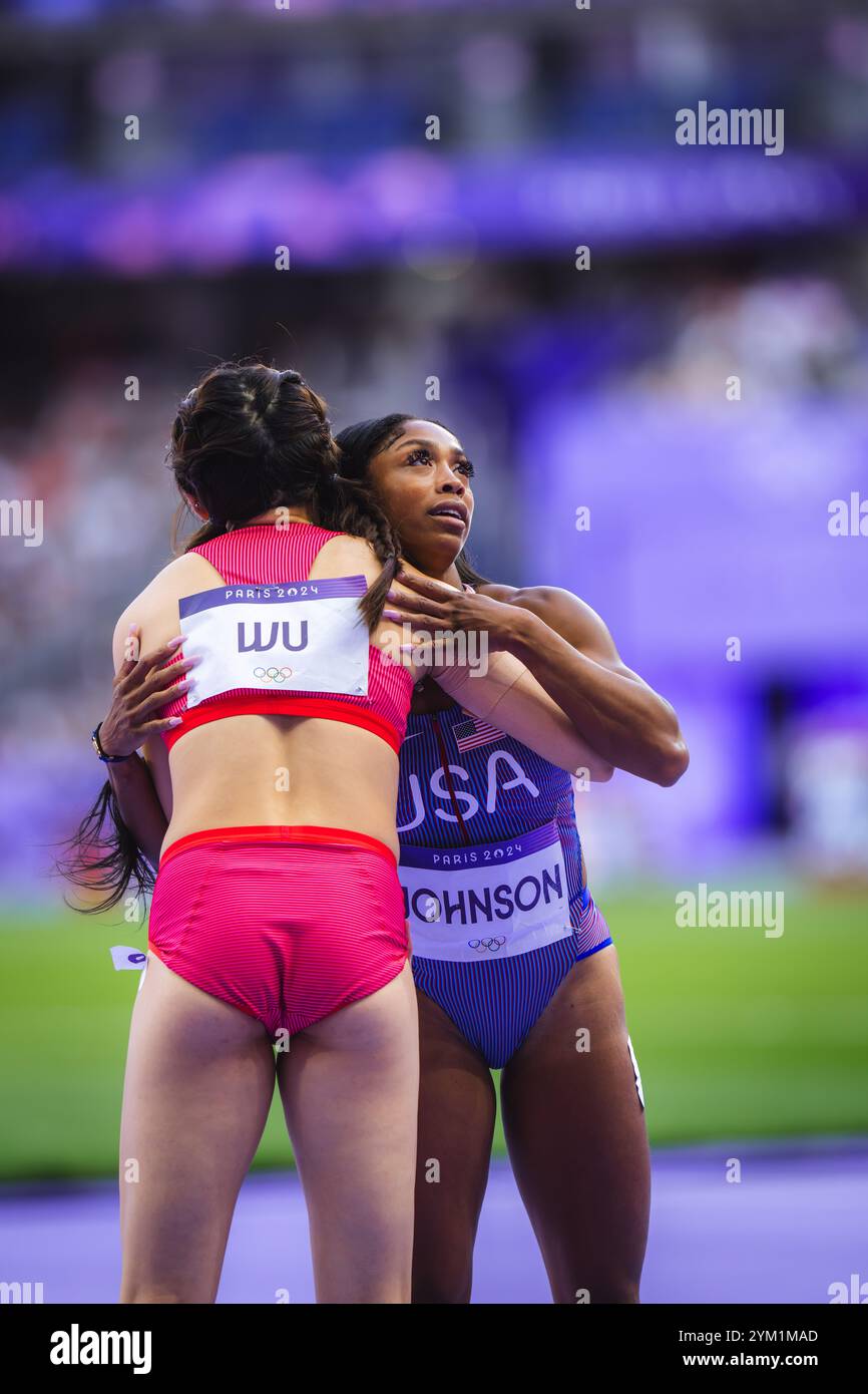 Lay Lay Johnson Alaysha Johnson participating in the 100 meters hurdles at the Paris ...