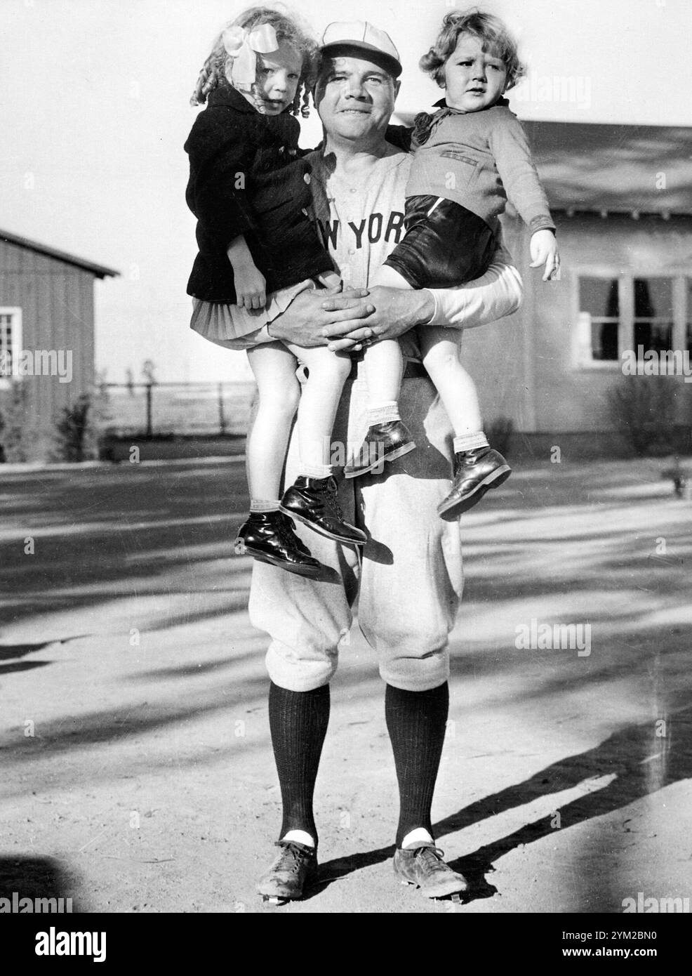 Babe Ruth with two fans during the production of Unversals Christy ...