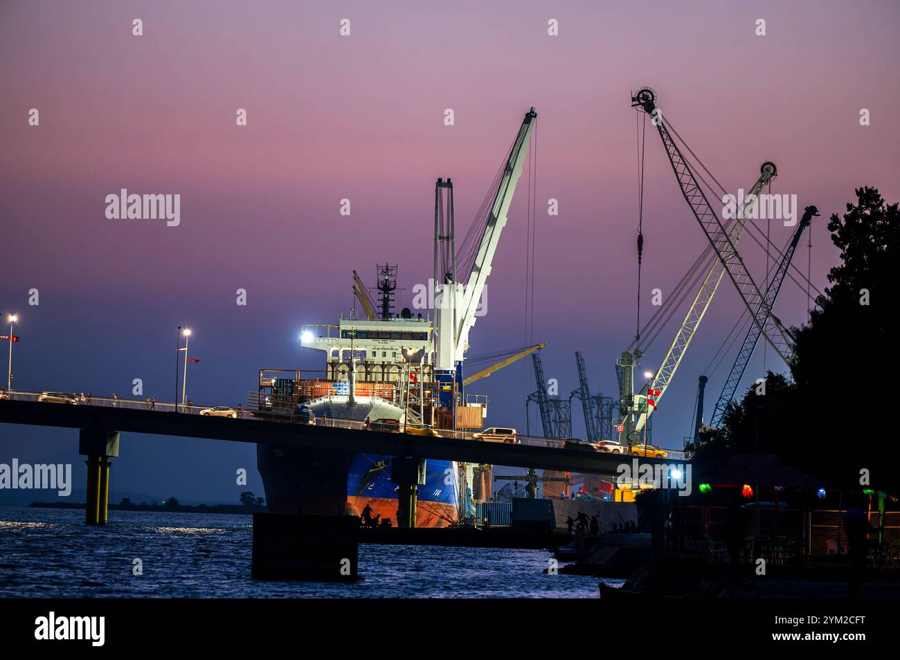 Bizerte, Tunisia - November 4, 2024: Evening view of the drawbridge in the city of Bizerte. Stock Photo