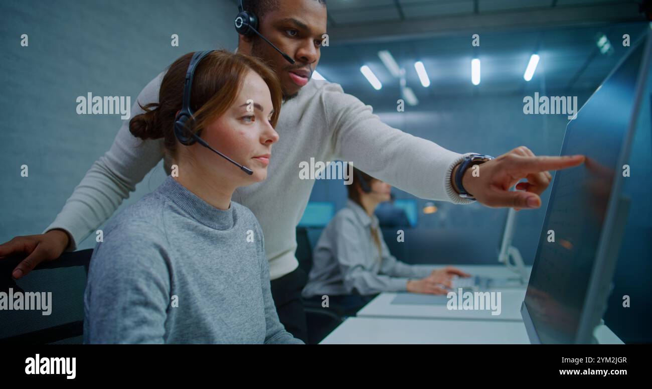 Data center two specialists talk hi-res stock photography and images ...
