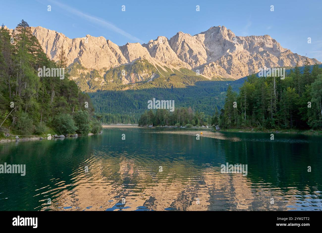 Scenic View of Eibsee Lake with Zugspitze Mountain at Sunset in Bavaria ...