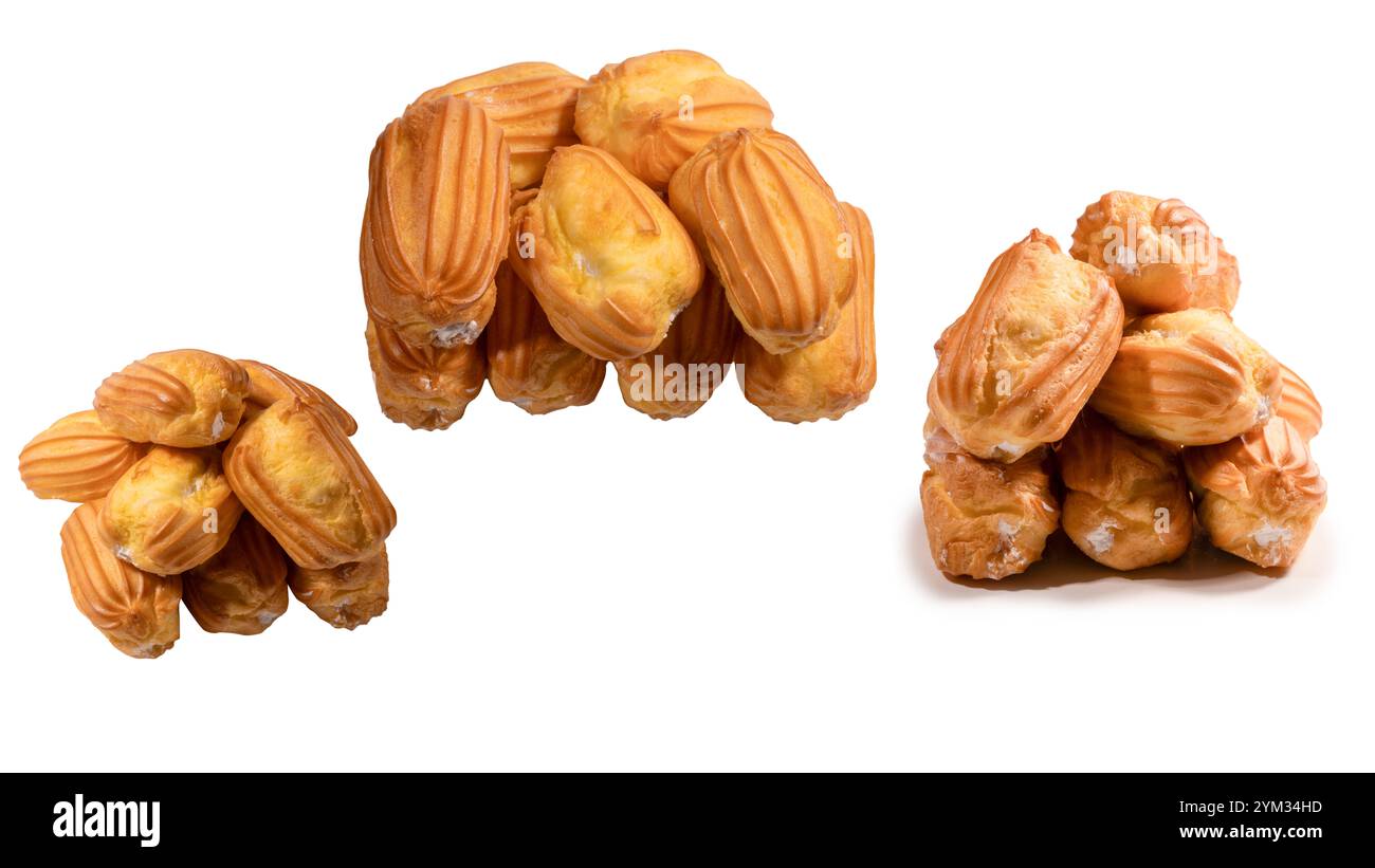 Sweet eclairs isolated on a white background. Top view. Stock Photo
