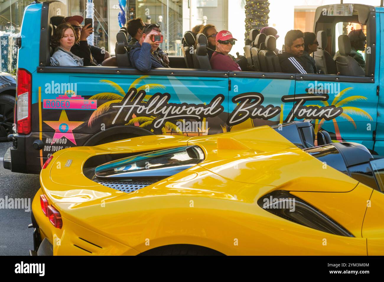Tourist van on Rodeo Drive admiring Bijan's car., Beverly Hills, Los ...