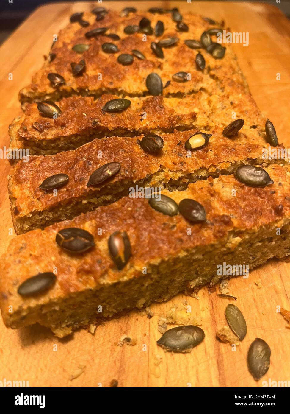 Savory red lentils and oats homemade bread as healthy food - Smartphone Captured Stock Image