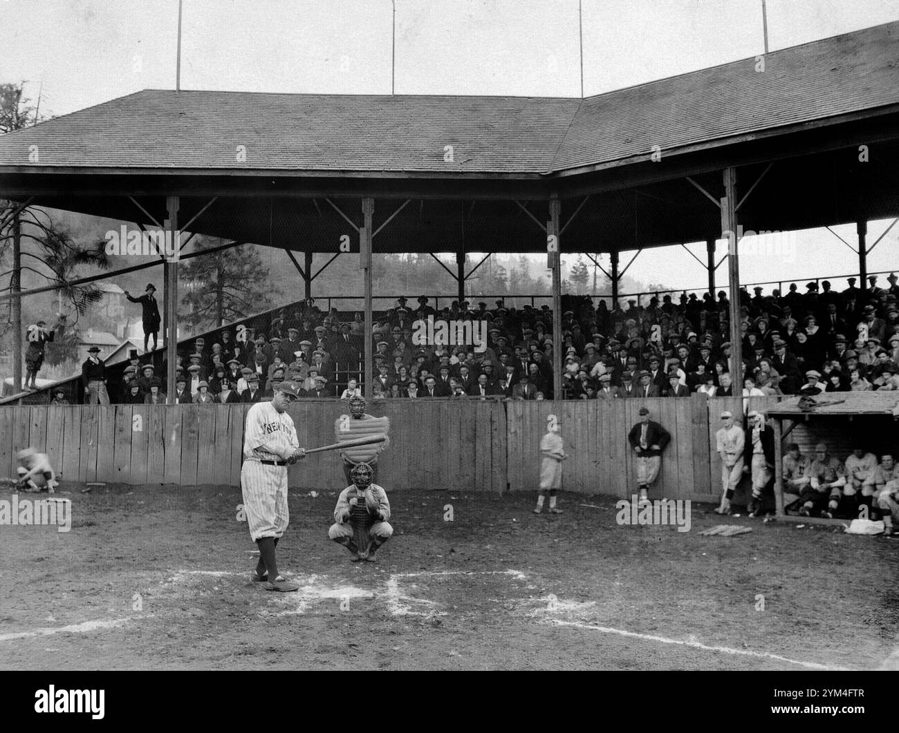 Jack Ruth Field Baseball player Babe Ruth on a baseball field, ready for a home run ...