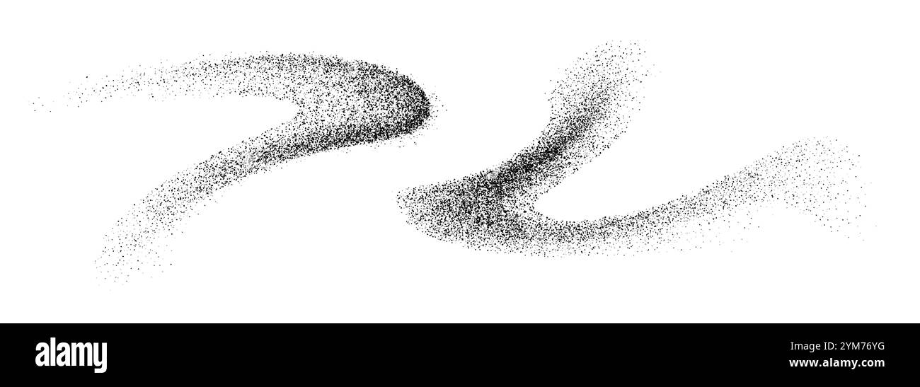Charcoal splashes, black dotwork grain texture, abstract stipple sand effect Stock Vector