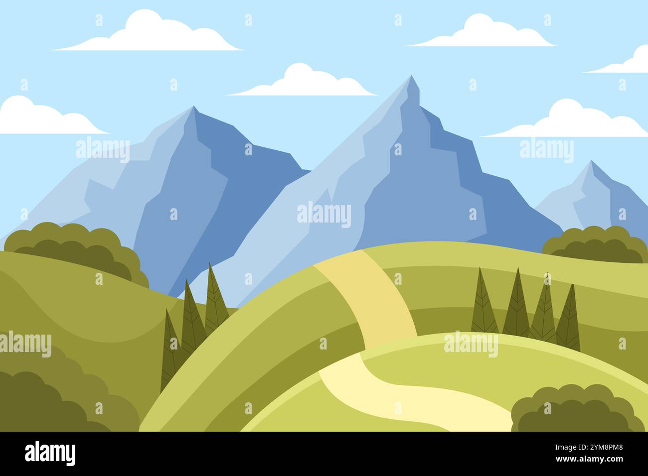 flat mountain landscape background illustration design Stock Vector