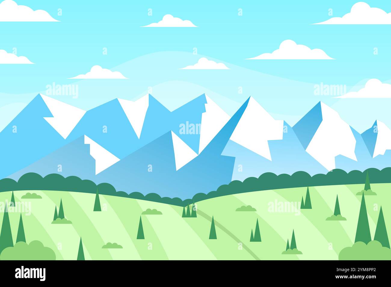 mountain landscape background illustration in gradient style Stock Vector