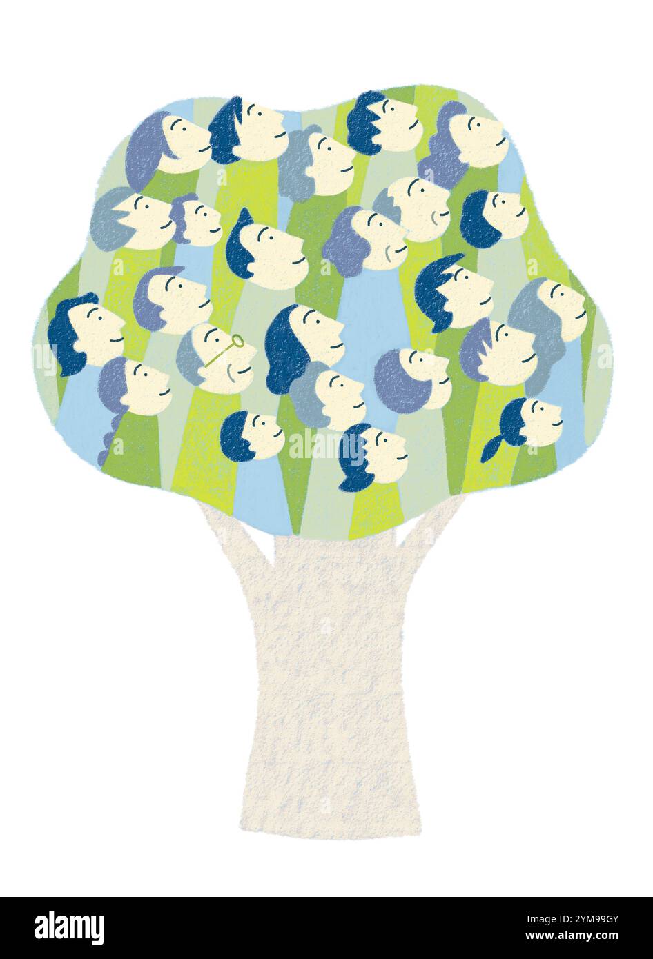 Tree of people looking up Stock Photo - Alamy