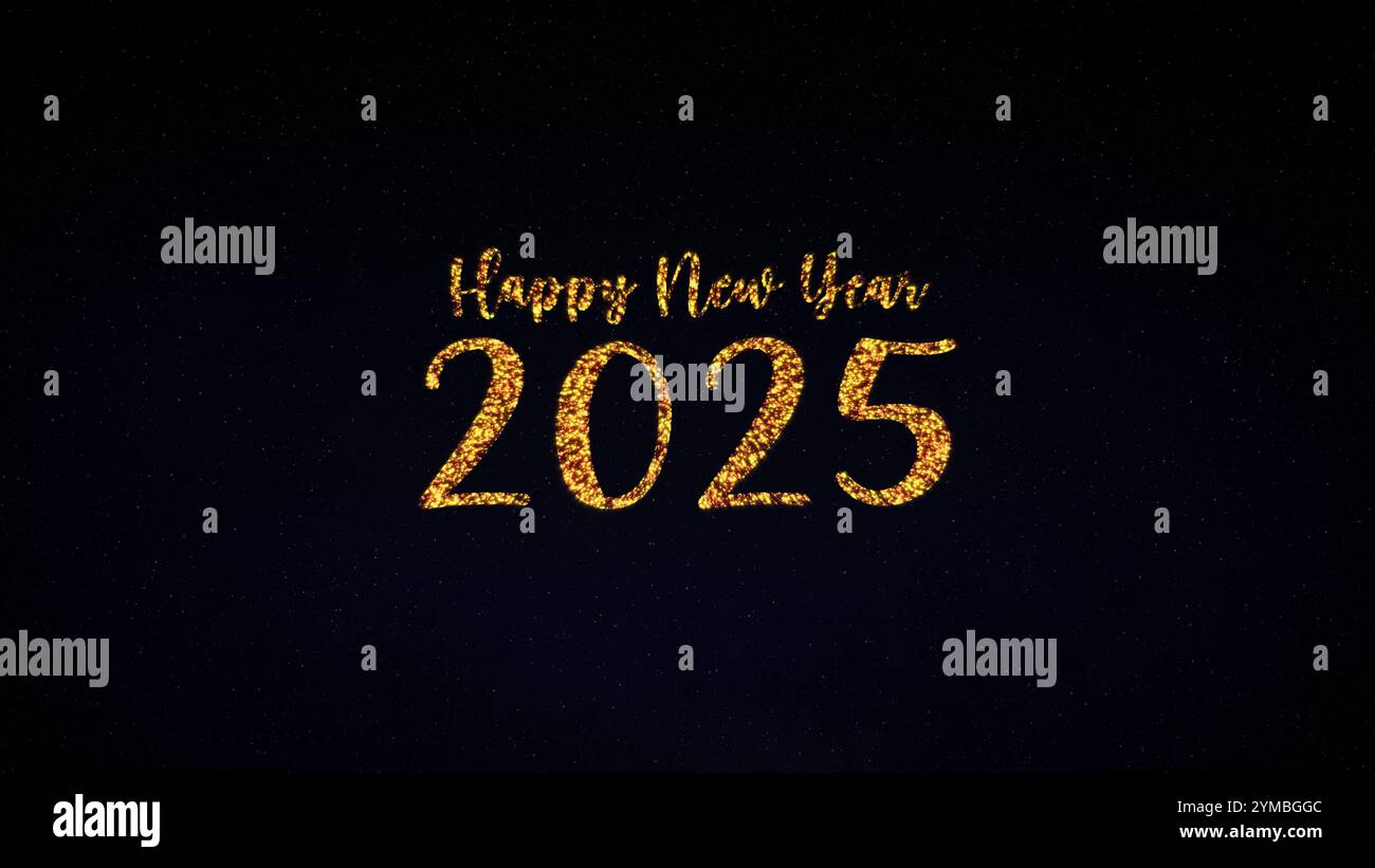 Glittering Fireworks Reveal New Year 2025 Text Stock Photo - Alamy