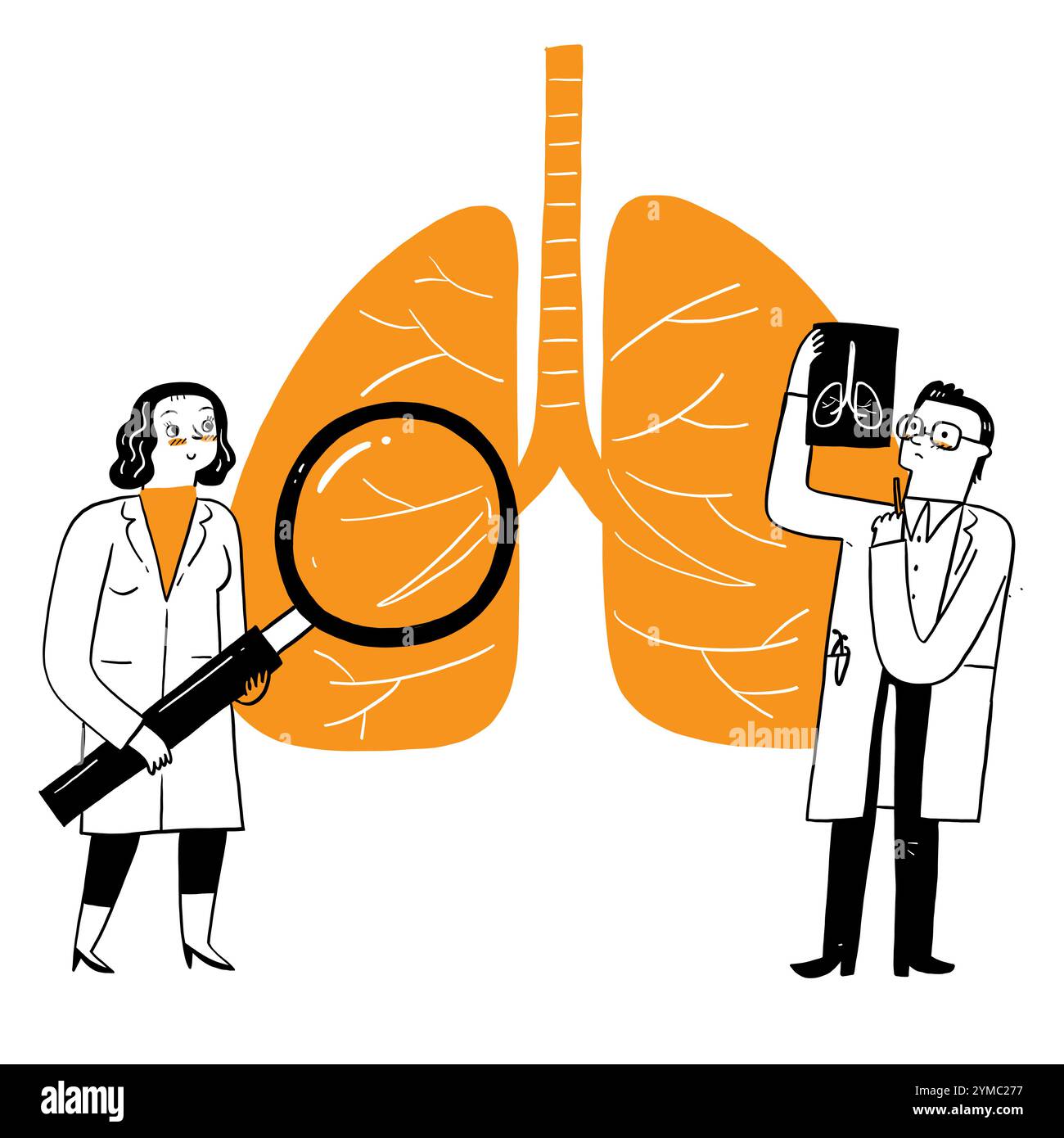Checking Human Respiratory Medicine Pulmonology Healthcare Concept. Doctors Check ...