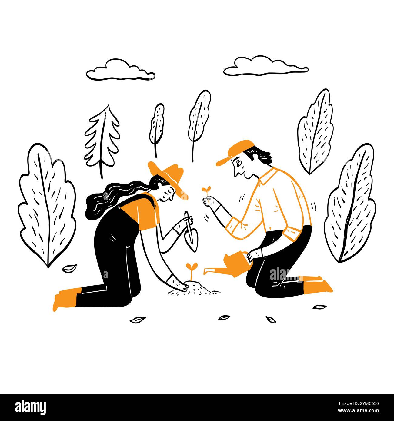 Ecosystem environment concept, Hand drawn vector Illustrations doodle ...