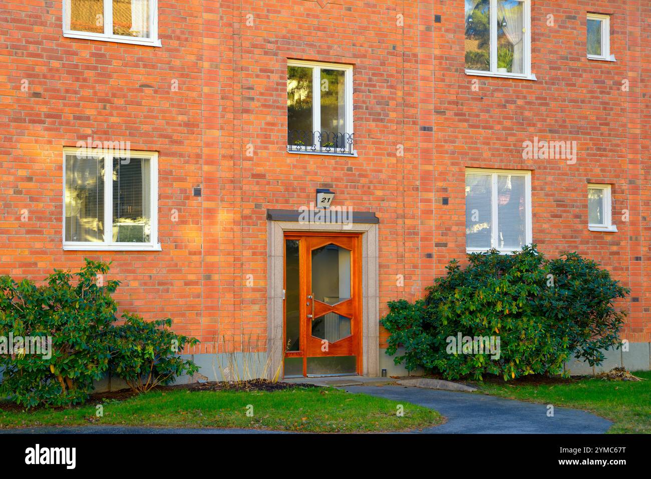 Stockholm Estate Organization Reference: Red Brick Houses On A Stockholm Residential Estate Stock Photo