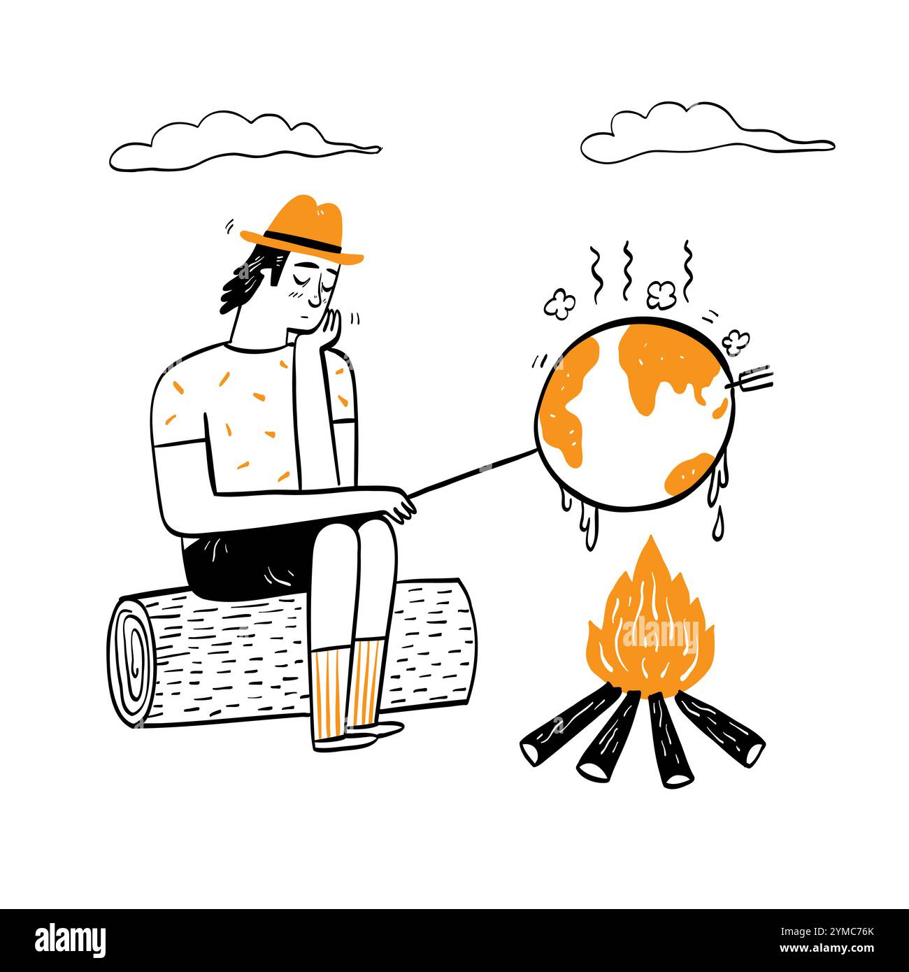 Ecosystem environment concept, Hand drawn vector Illustrations doodle style. Stock Vector