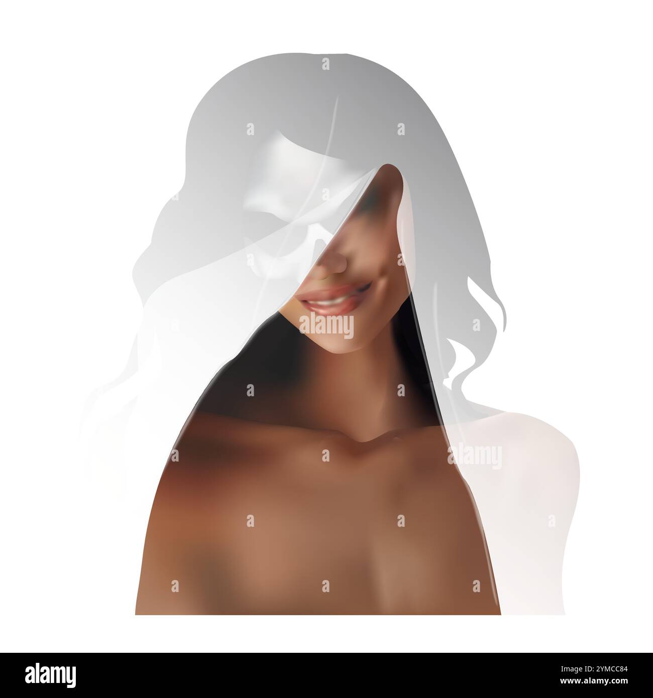 Ghost Bride, Halloween costume 3D Vector on a white background Stock Vector