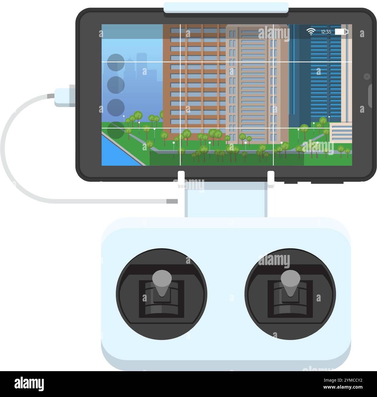 Drone remote control via smartphone vector on white Stock Vector Image ...