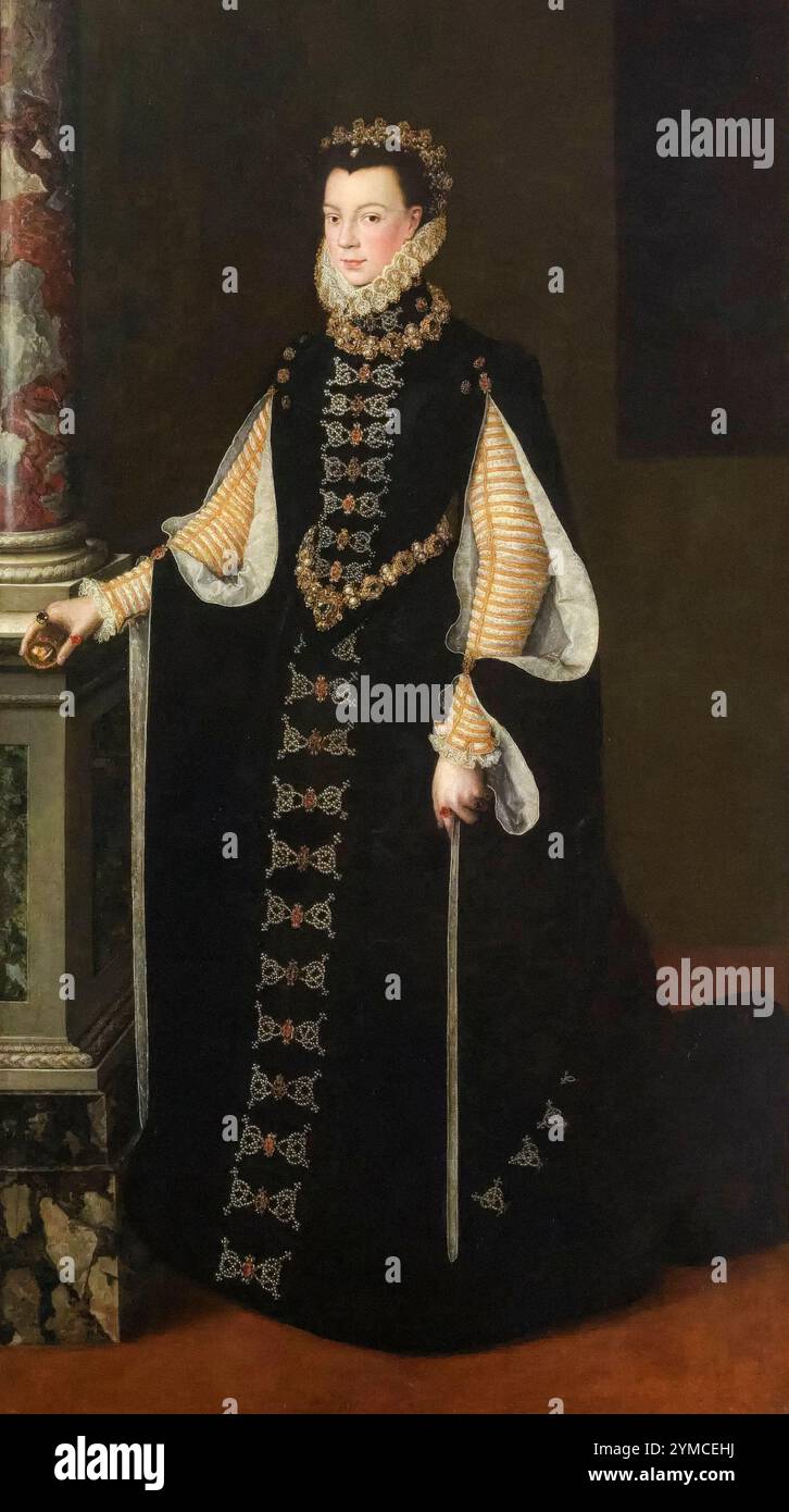 Elisabeth of France, aka Elisabeth of Valois (1546-1568), Queen of Spain as third wife of Philip II of Spain, portrait painting in oil on canvas by Sofonisba Anguissola, 1561-1565 Stock Photo