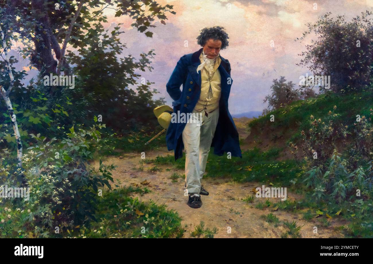 Beethoven. Portrait painting of composer, Ludwig van Beethoven, (1770-1827) in oil on canvas by Julius Schmid, circa 1901 Stock Photo