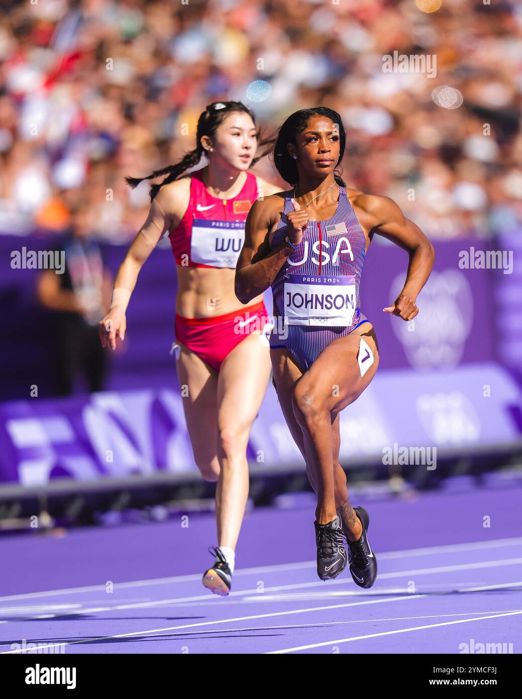 Lay Lay Johnson Alaysha Johnson participating in the 100 meters hurdles at the Paris ...