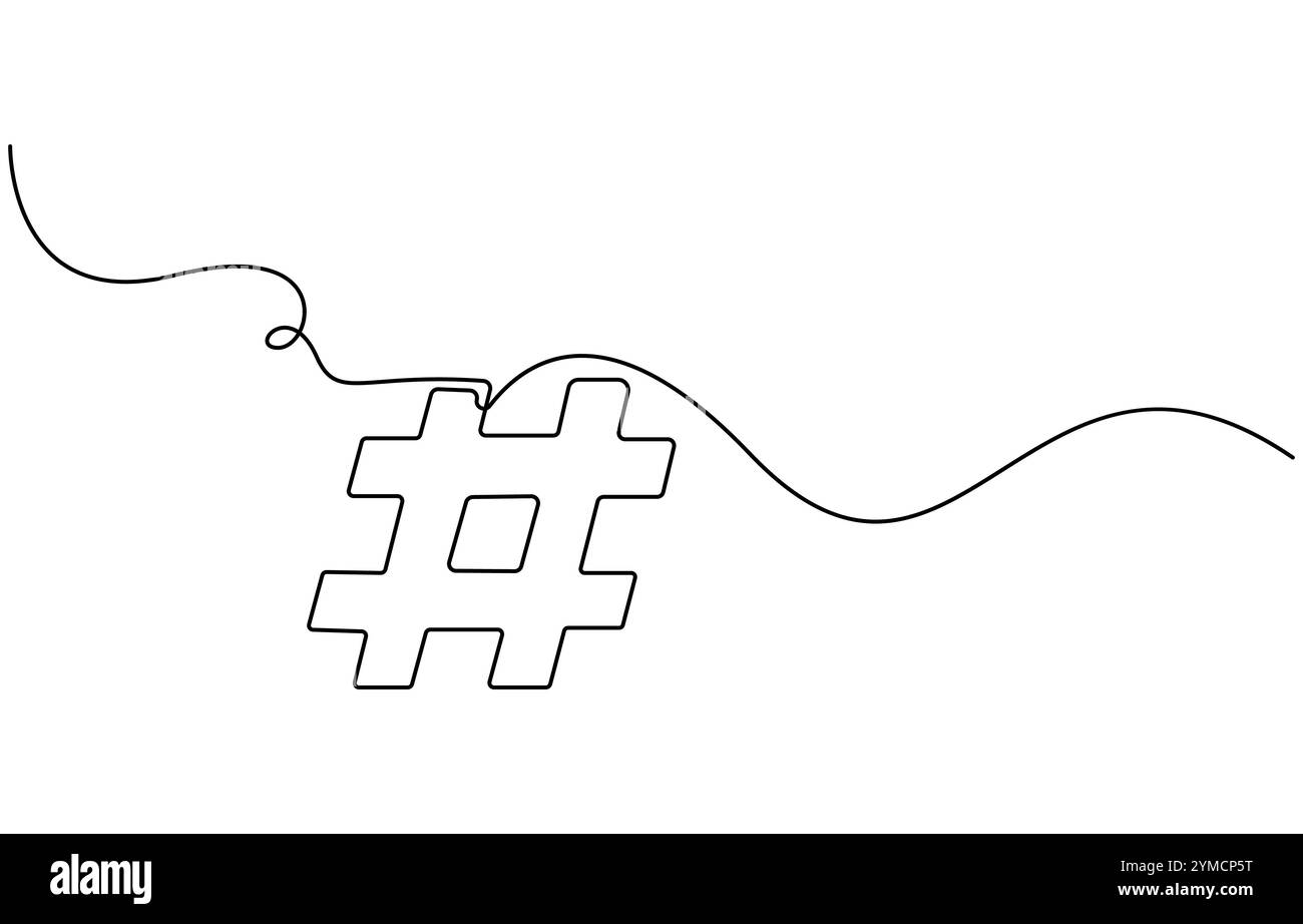 Hashtag One Line Number single Black and White Stock Photos & Images - Alamy