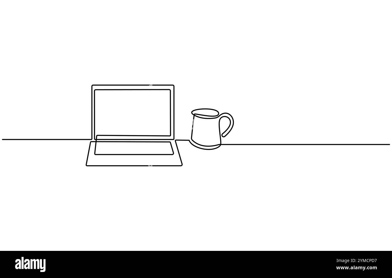 Laptop one line art hi-res stock photography and images - Alamy