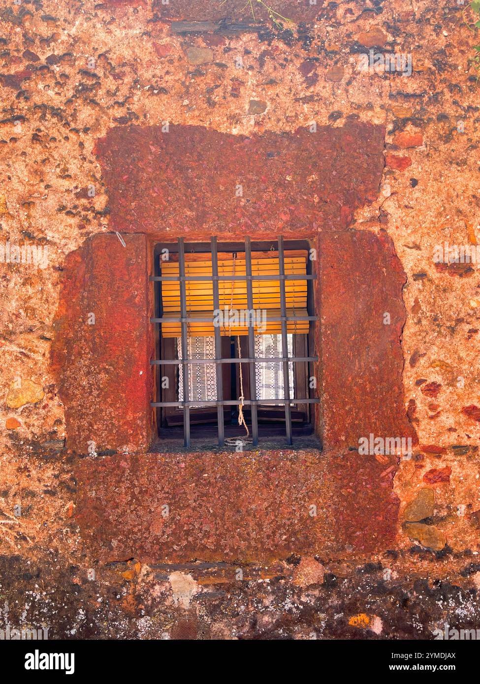 Rustic window. Villacorta, Segovia province, Castilla Leon, Spain. - Smartphone Captured Stock Image