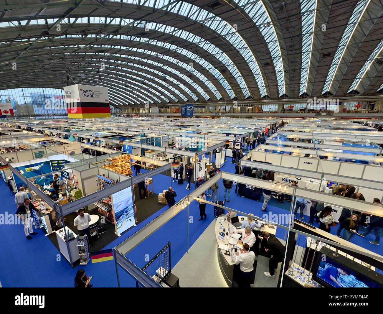 Looking down at the exhibition area of the RAI exhibition and conference centre near Amsterdam during the METS event. - Smartphone Captured Stock Image