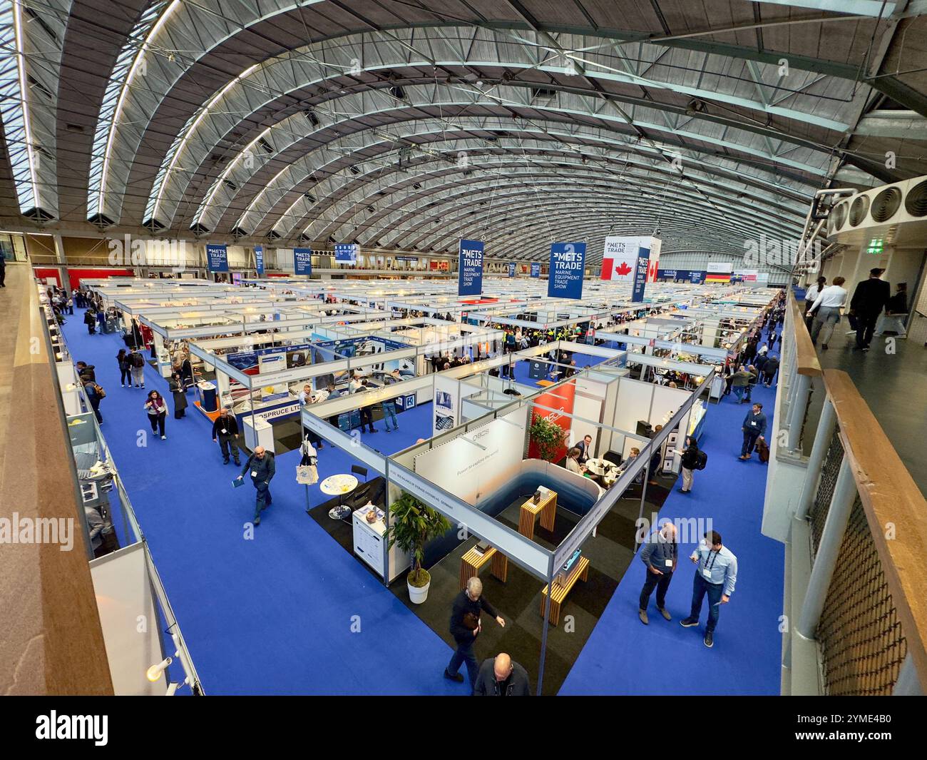 Looking down at the exhibition area of the RAI exhibition and conference centre near Amsterdam during the METS event. - Smartphone Captured Stock Image