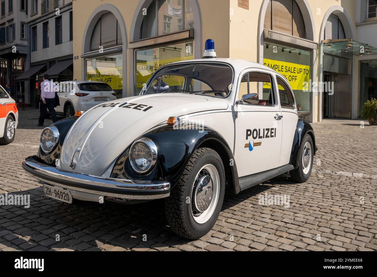 Classic VW Beetle Police Car in Zurich Stock Photo - Alamy
