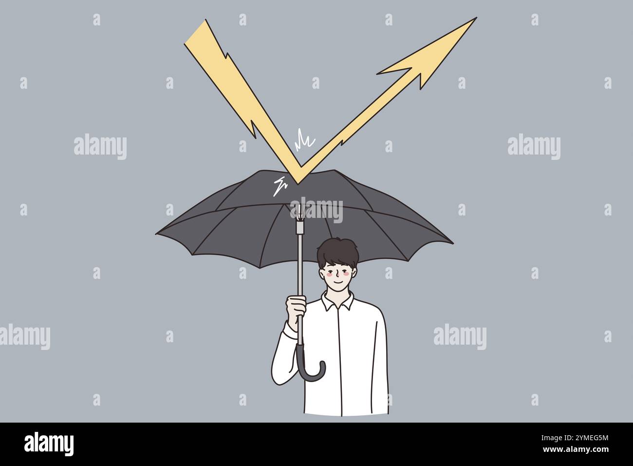Business safety, defending, strategy concept. Young businessman cartoon ...
