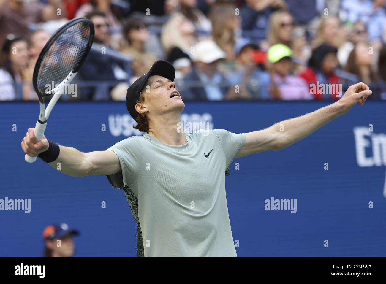 Tennis player Jannik Sinner of Italy celebrates at the US Open 2024