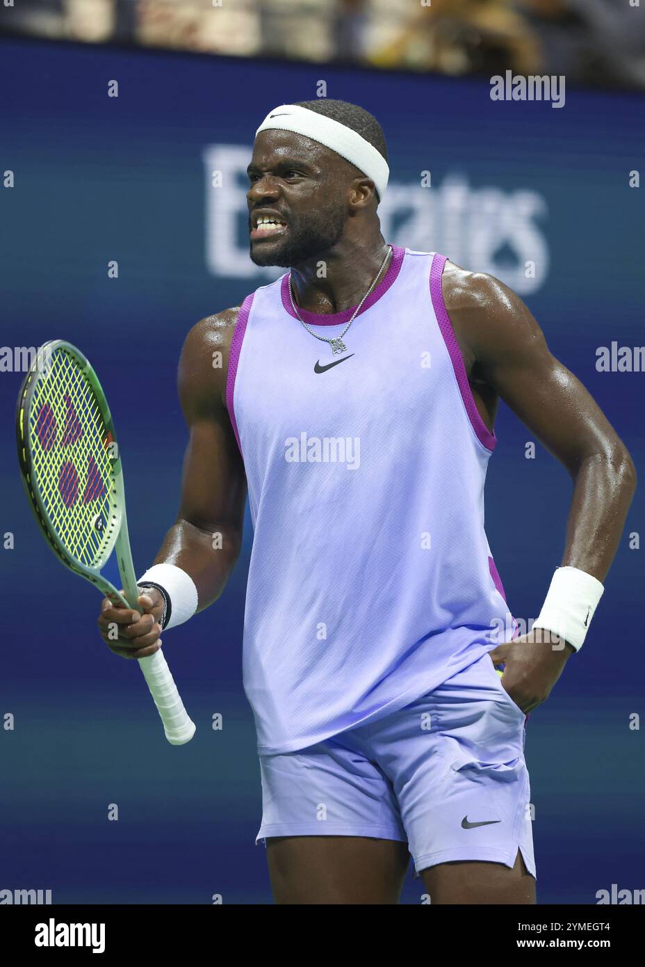 Tennis player Frances Tiafoe celebrates at the US Open 2024