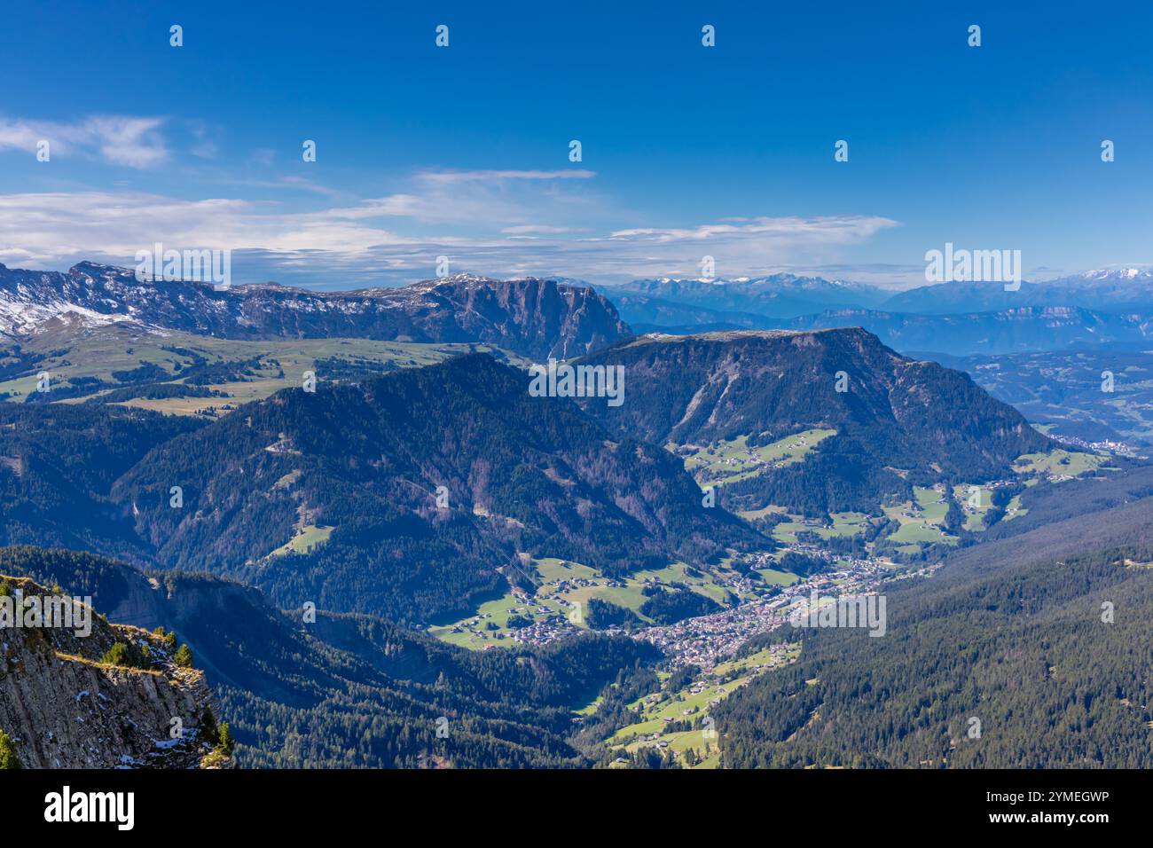 Aerial view of the Dolomites. Mountain landscape from above. Rocky ...