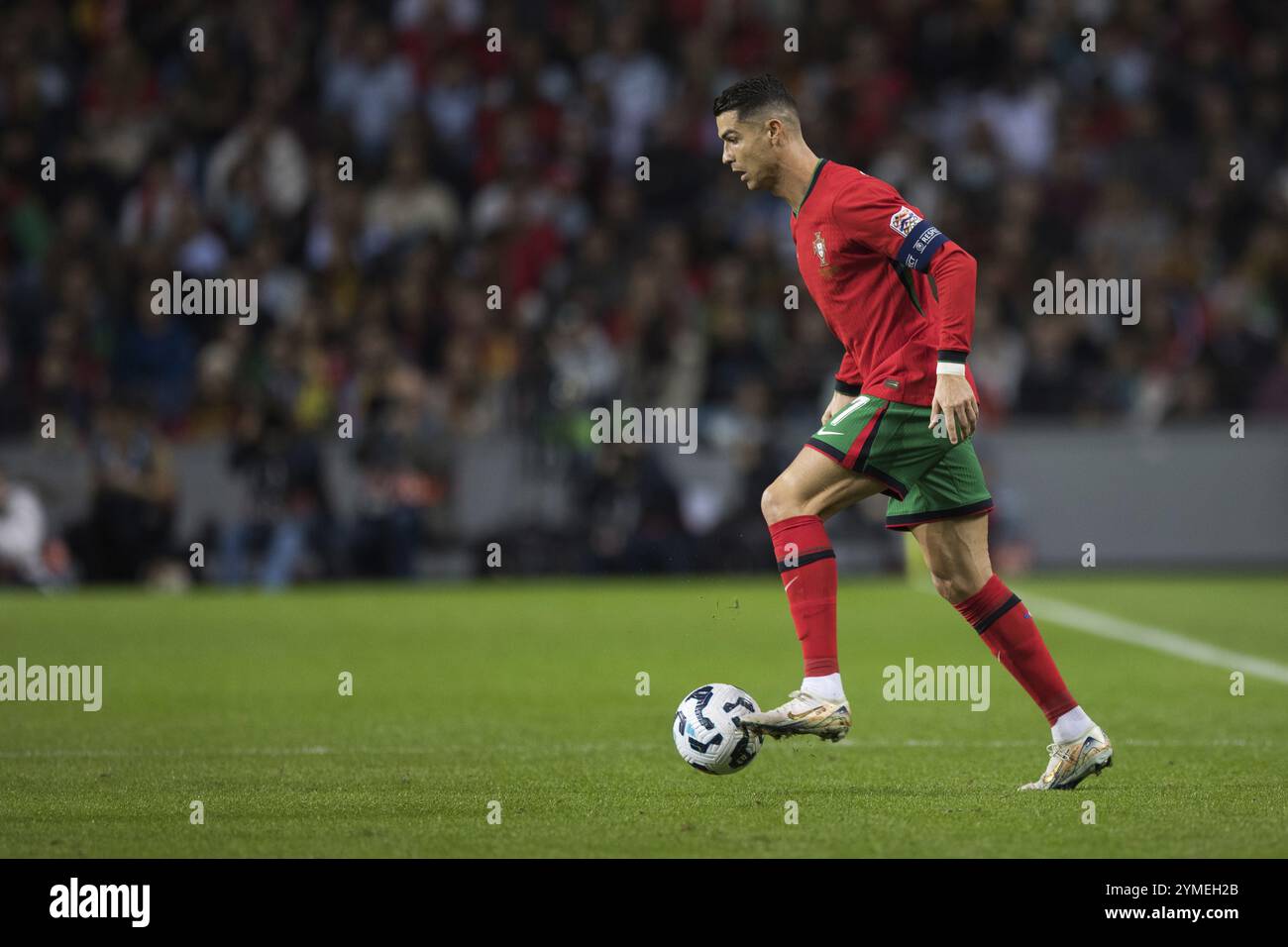 Football Match Captain Cristiano RONALDO CR7 Portugal Runs With The Football Match Captain Cristiano RONALDO CR7 Portugal Runs With The
