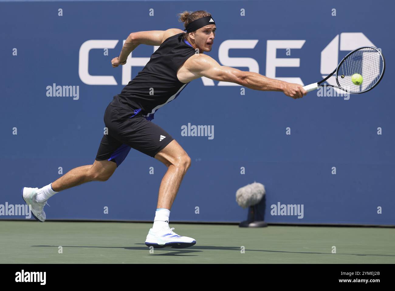 Tennis player Alexander Zverev of Germany in action at the US Open 2024 Championships, Billie Jean King Tennis Center, Queens, New York, USA. Stock Photo
