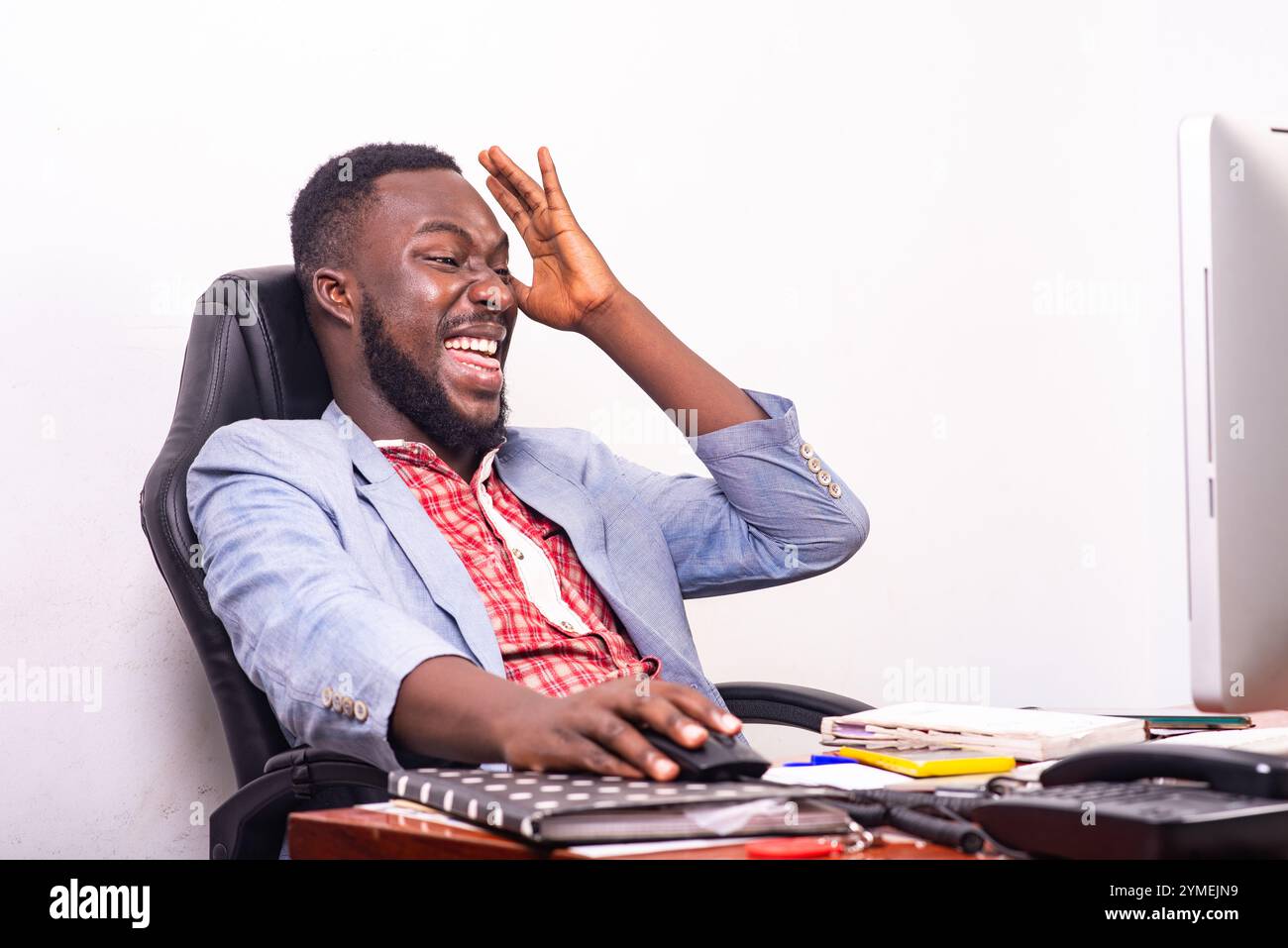 Person Working Out While Using Computer African american man laughing using hi-res stock photography and images ...