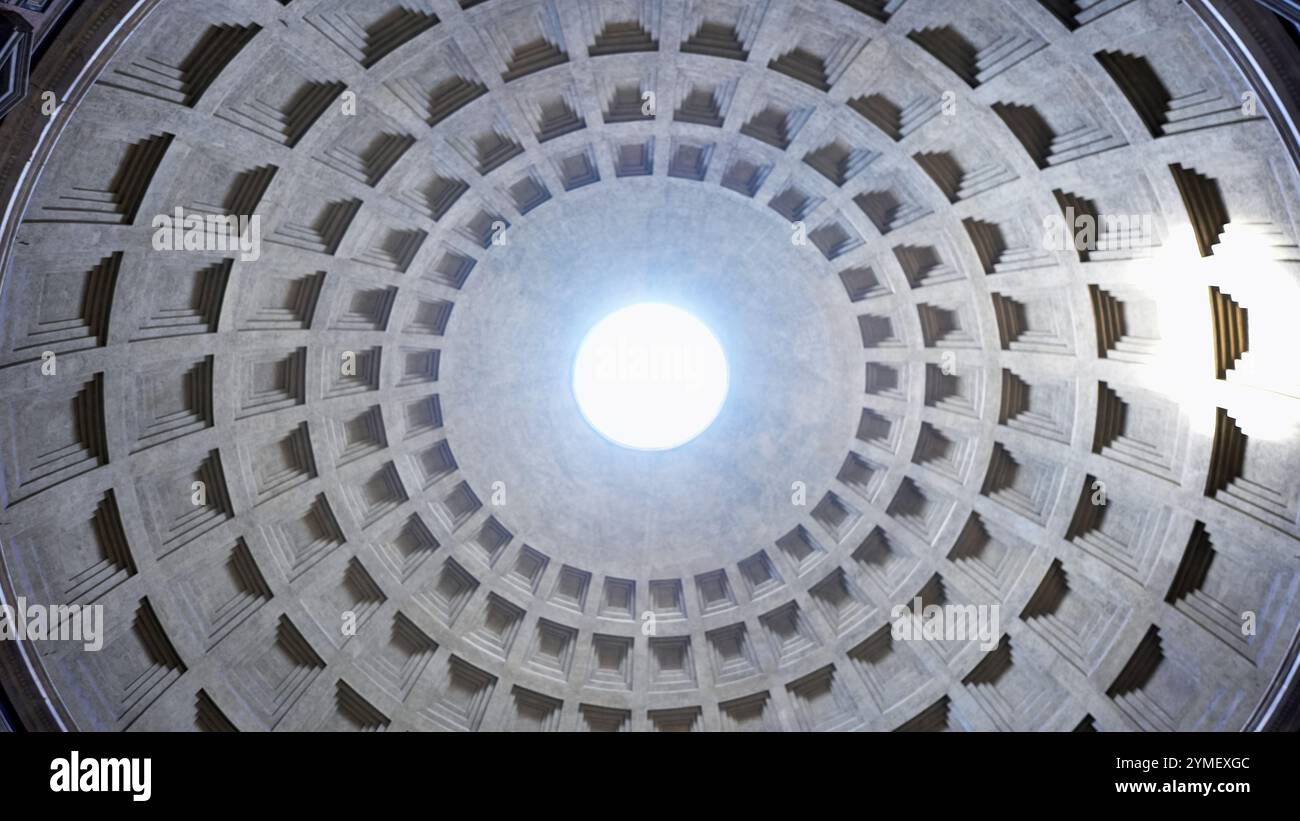 Pantheon Dome Interior with Central Oculus, Rome  Stock Photo