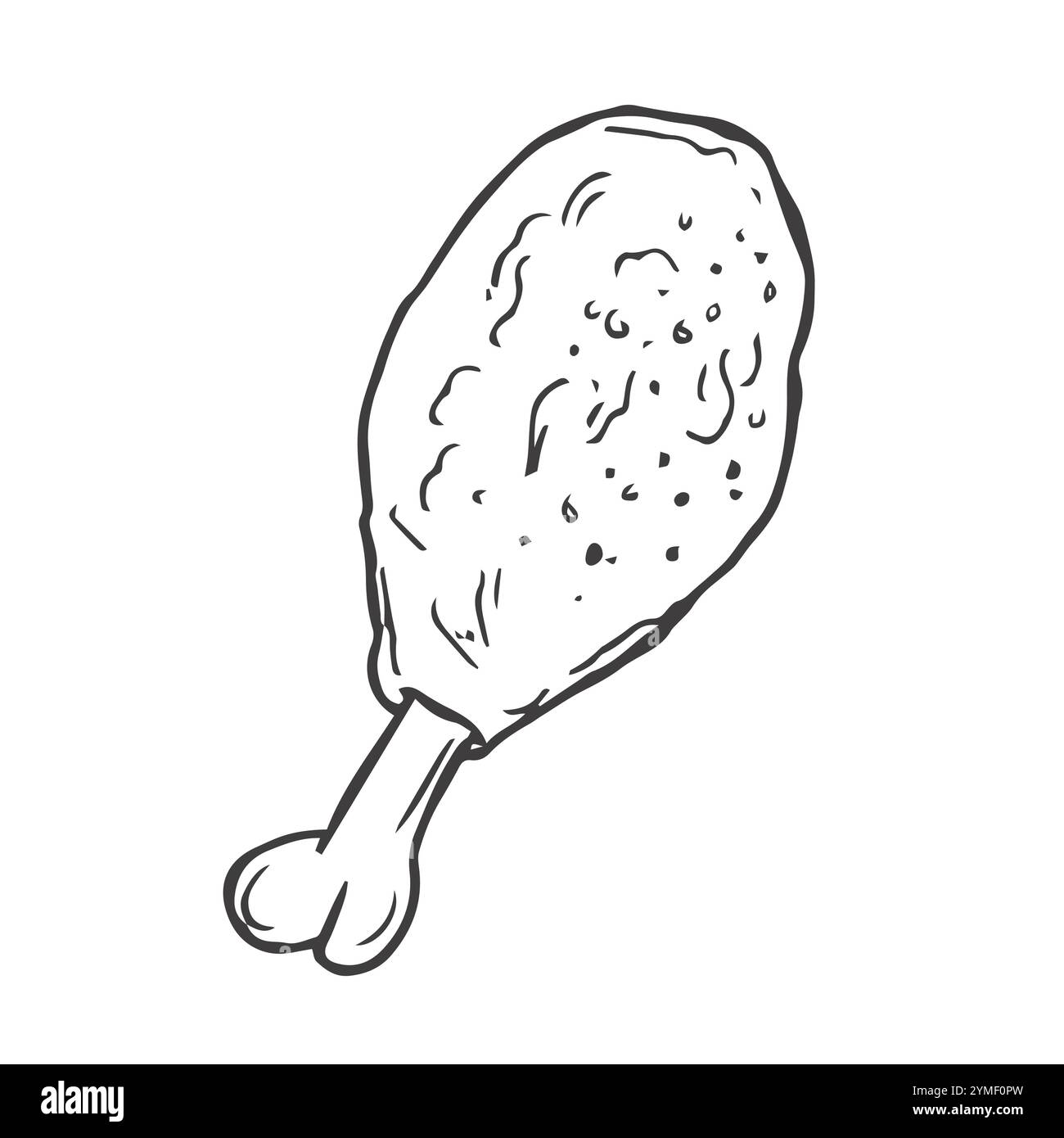 Hand Drawn Chicken Leg. Doodle Vector Sketch Illustration Stock Vector