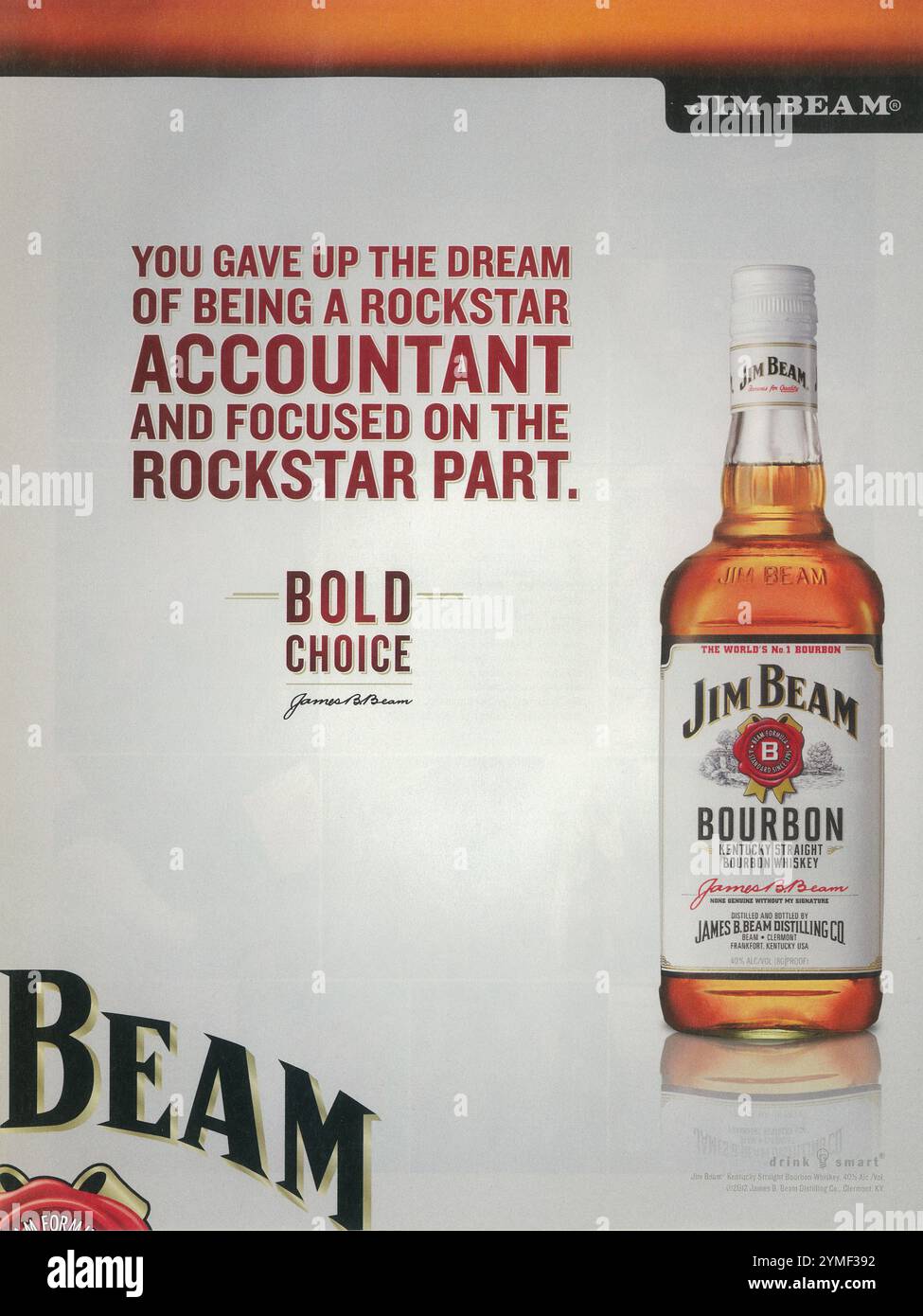 2012 Jim Beam Bourbon Whiskey Ad - "Rockstar. Bold choice" Stock Photo