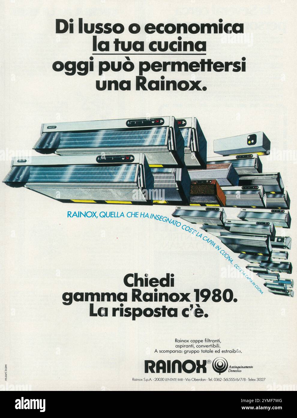 1980 Rainox Kitchen Exhaust Italian Ad Stock Photo