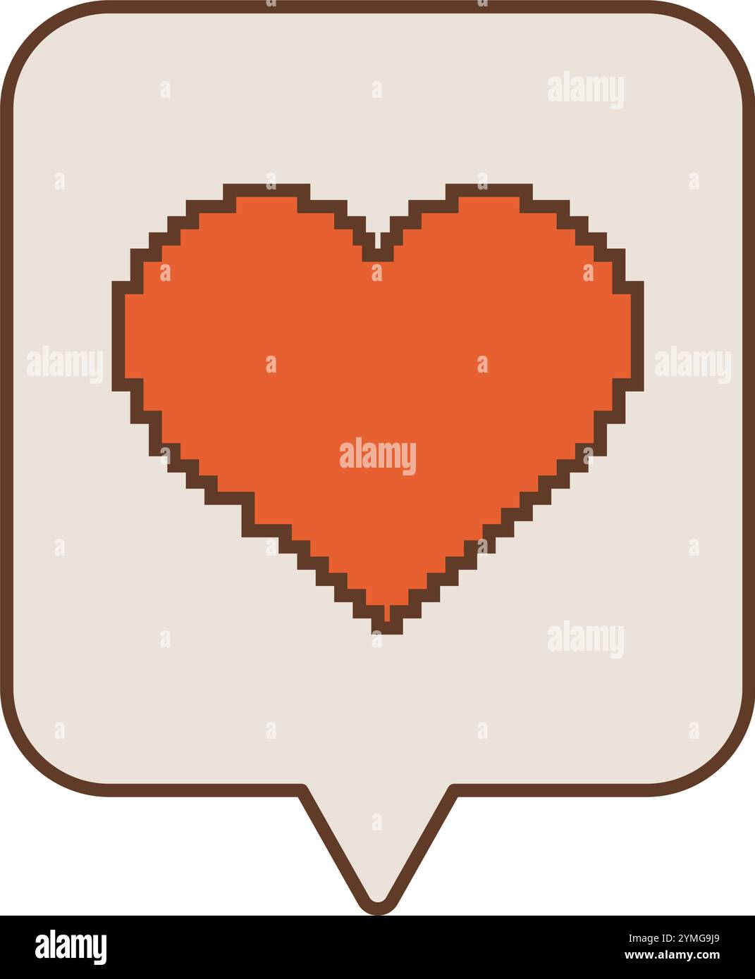 speech bubble with heart pixelated Stock Vector